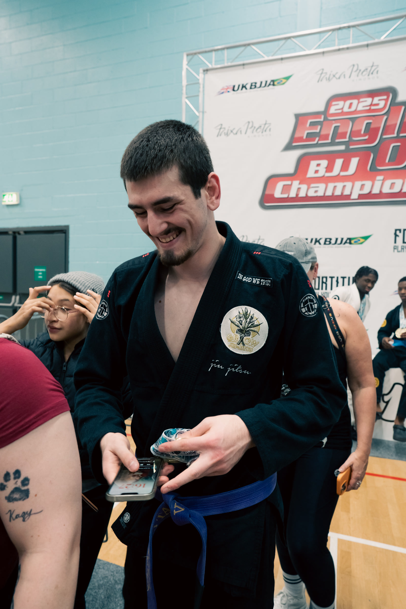 Andrej smiling after competing at the English Open