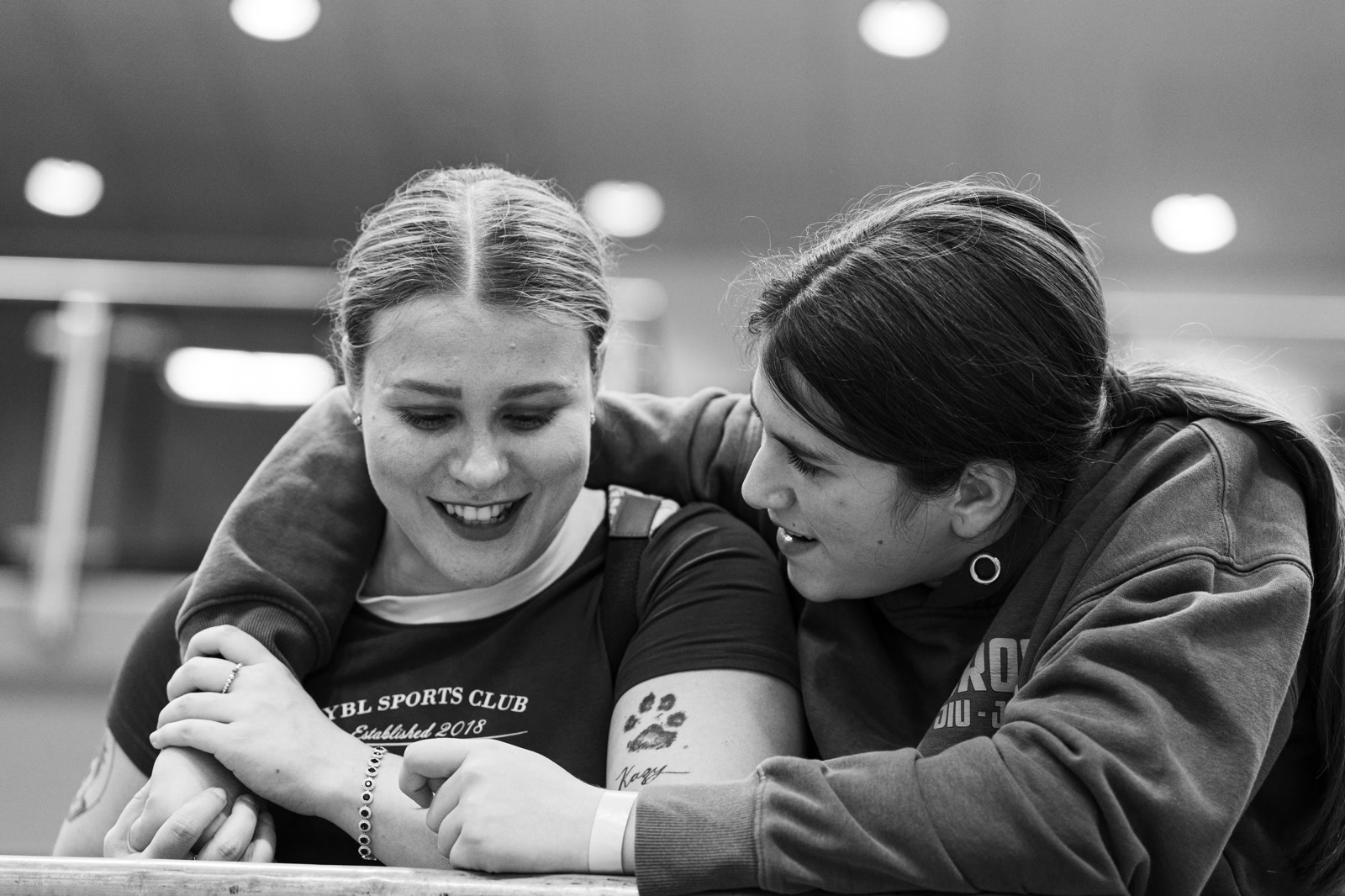 Natalie and Iris sharing a moment at a competition